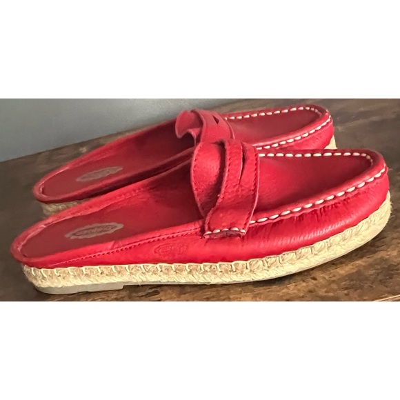 Azaleia Red Leather Penny Loafer Slip On Mules 8 - Picture 1 of 13